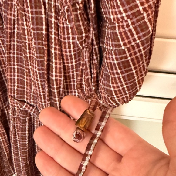 Madewell Burgundy Plaid Long Sleeve Tiered Mini Dress NWT Large - Picture 7 of 9